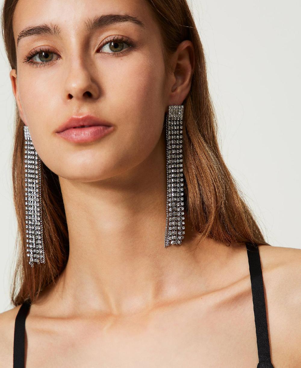 Scee by twin set Orecchini con frange di strass