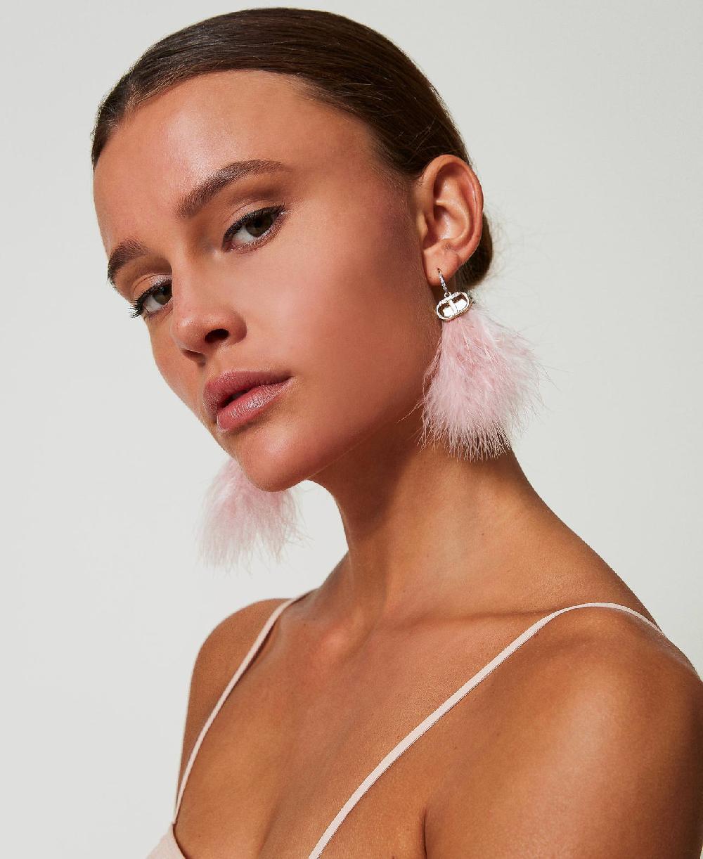 Scee by twin set Orecchini con piume e Oval T