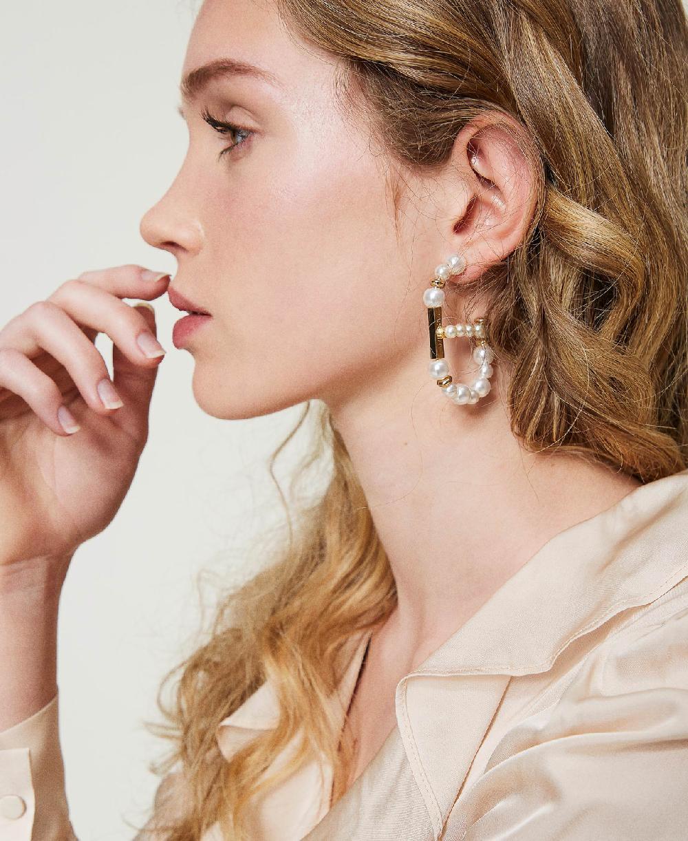 Scee by twin set Orecchini Oval T con perle