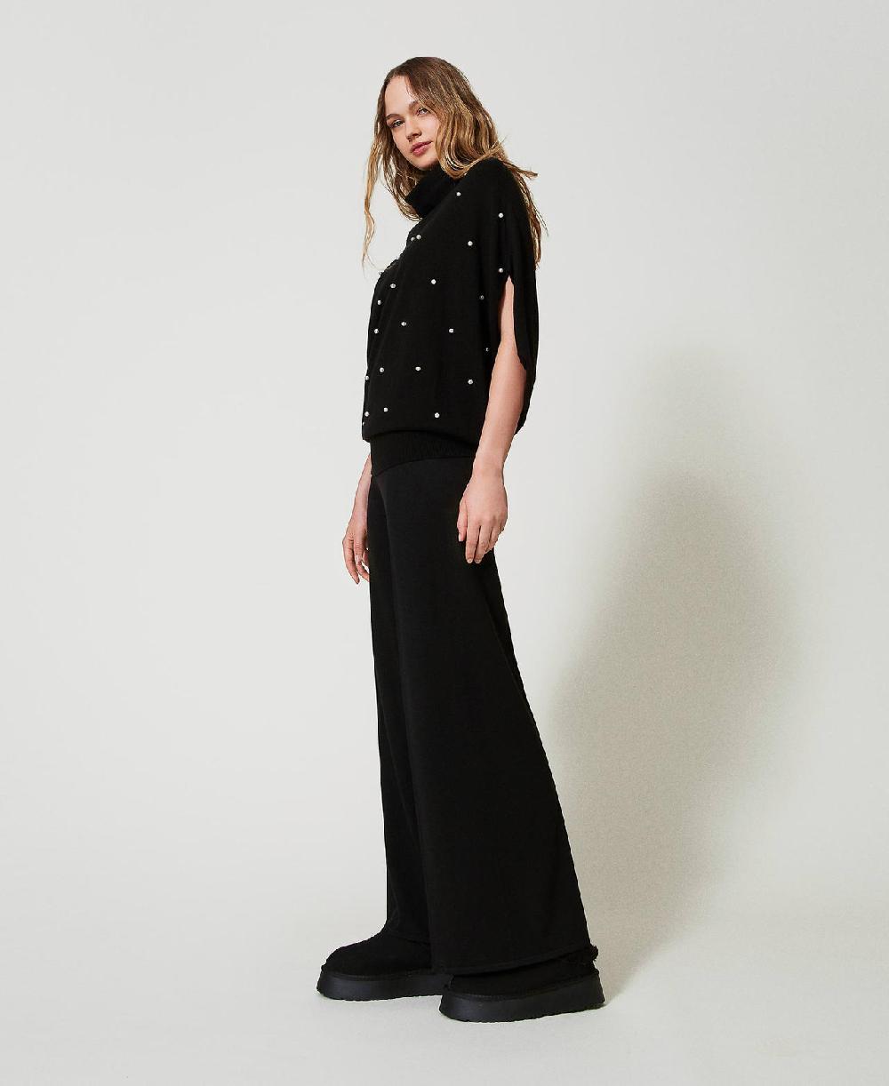 Scee By Twin Set Pantaloni A Palazzo In Misto Lana