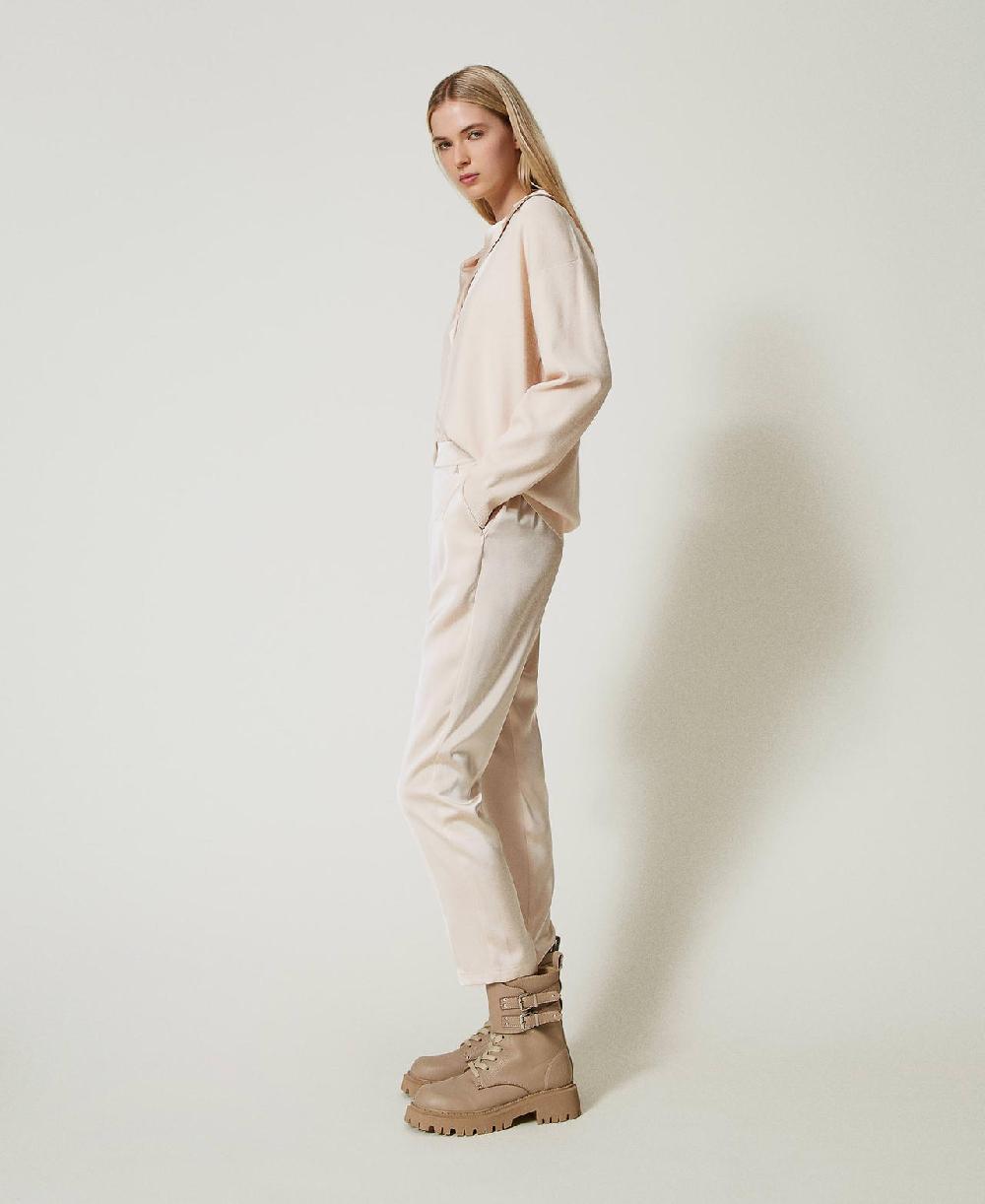 Scee By Twin Set Pantaloni A Sigaretta In Raso