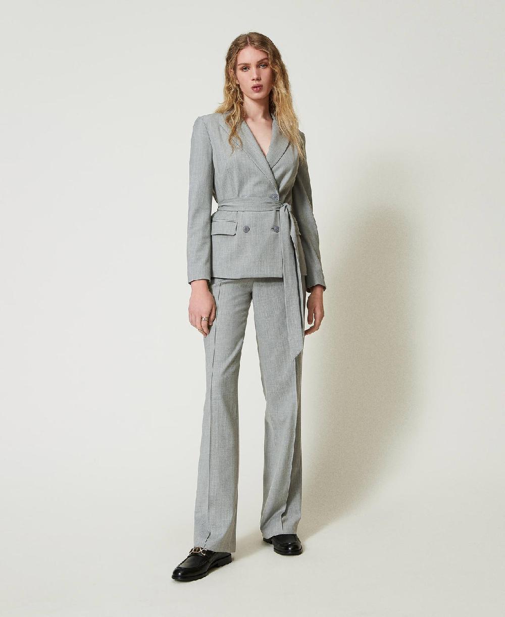 Scee By Twin Set Pantaloni In Misto Lana Con Piega