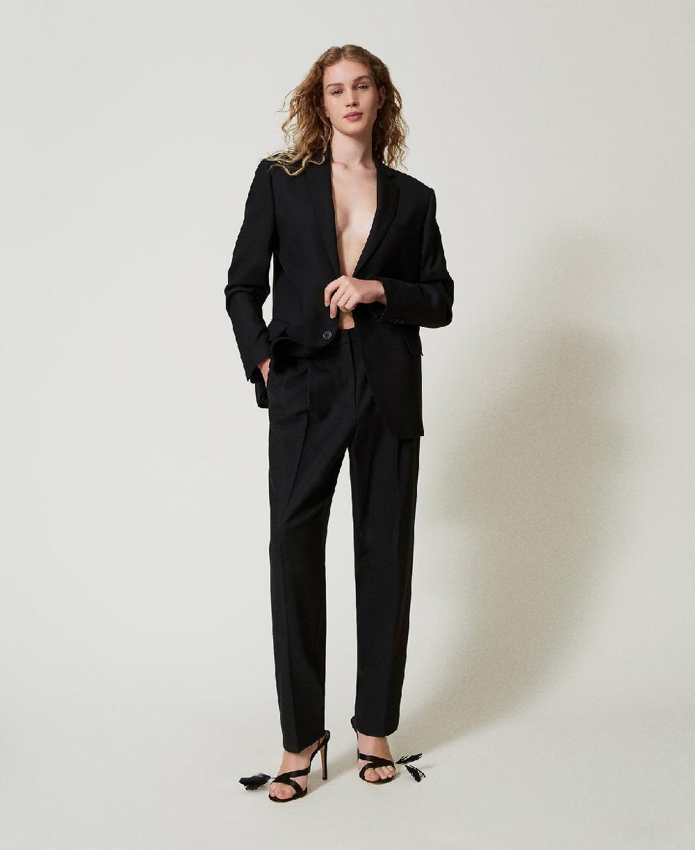 Scee By Twin Set Pantaloni In Serge Misto Lana