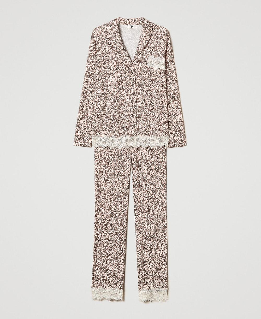 Scee By Twin Set Pigiama A Uomo Stampato Con Pizzo