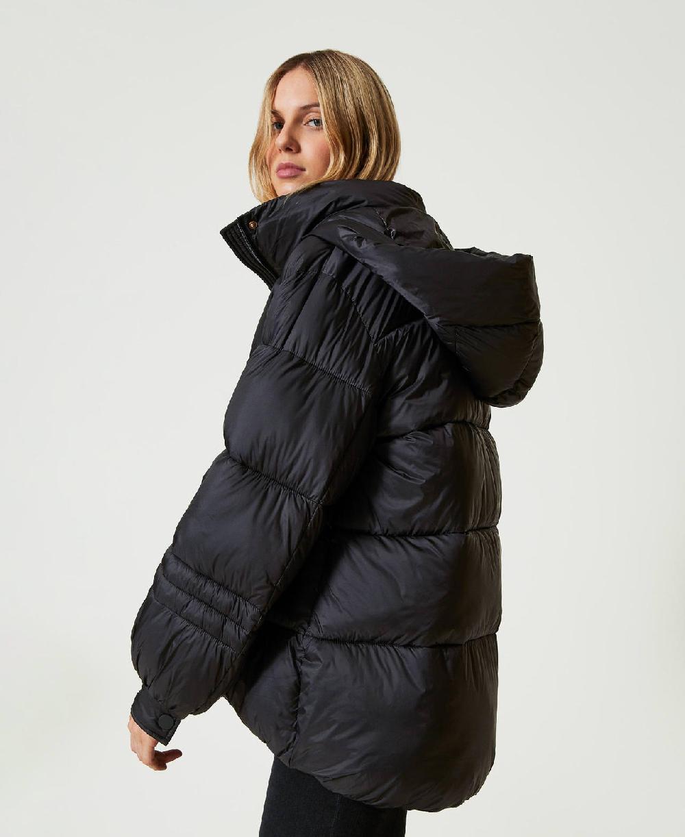 Scee By Twin Set Piumino In Nylon Jacquard Rigato