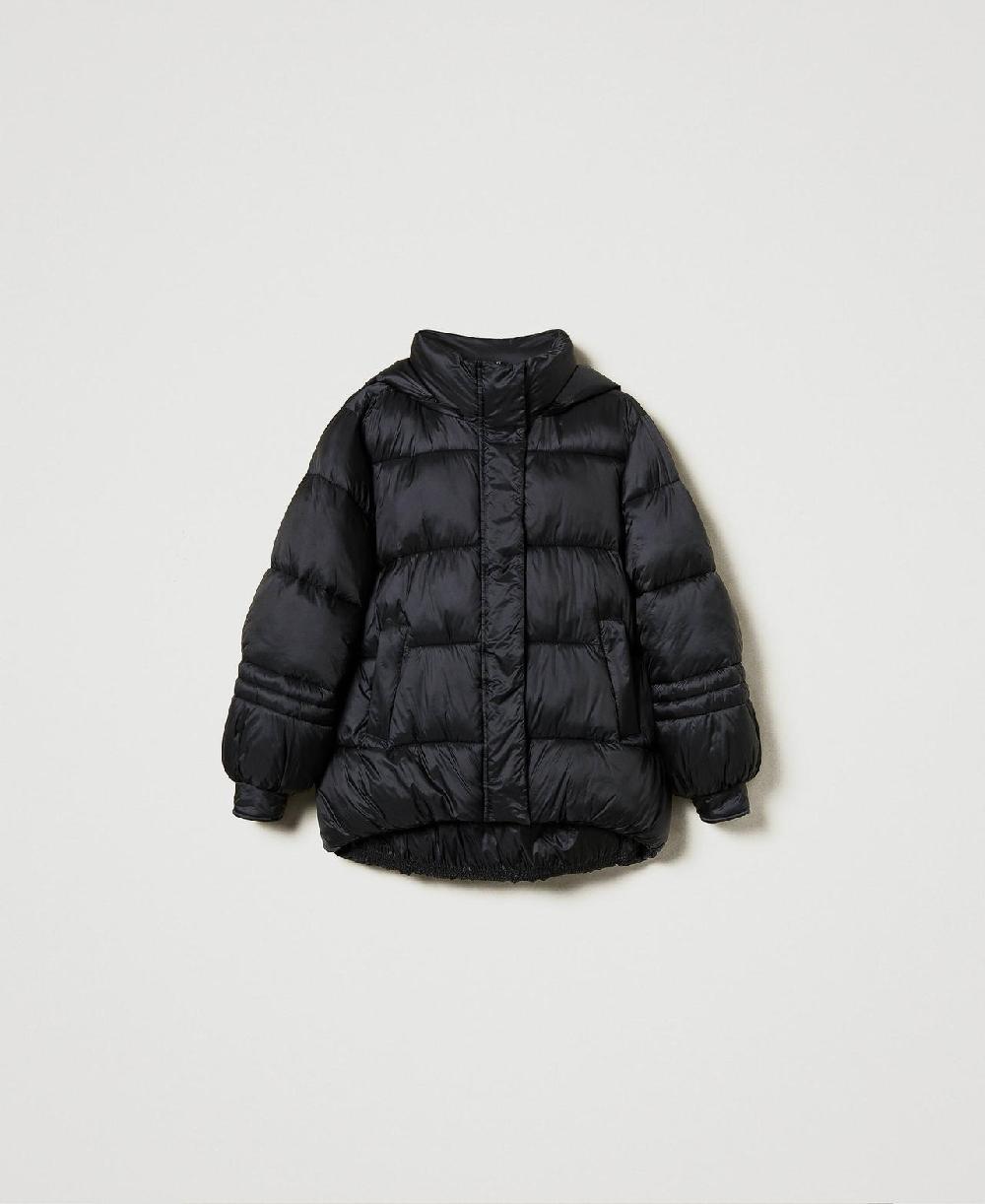 Scee by twin set Piumino in nylon jacquard rigato