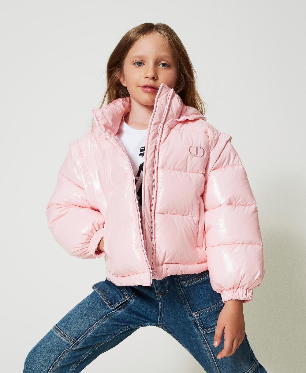 Scee By Twin Set Piumino Lucido Con Logo Ricamato