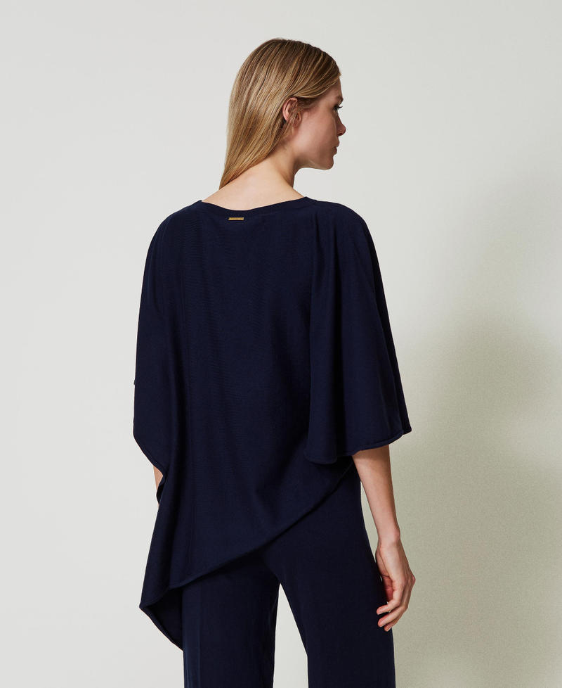 Scee By Twin Set Poncho Asimmetrico In Maglia