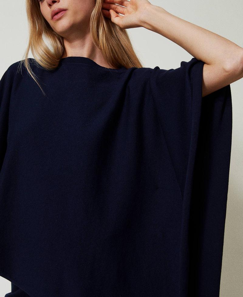 Scee By Twin Set Poncho Asimmetrico In Maglia