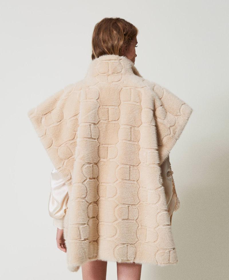 Scee By Twin Set Poncho In Faux Fur Con Logo