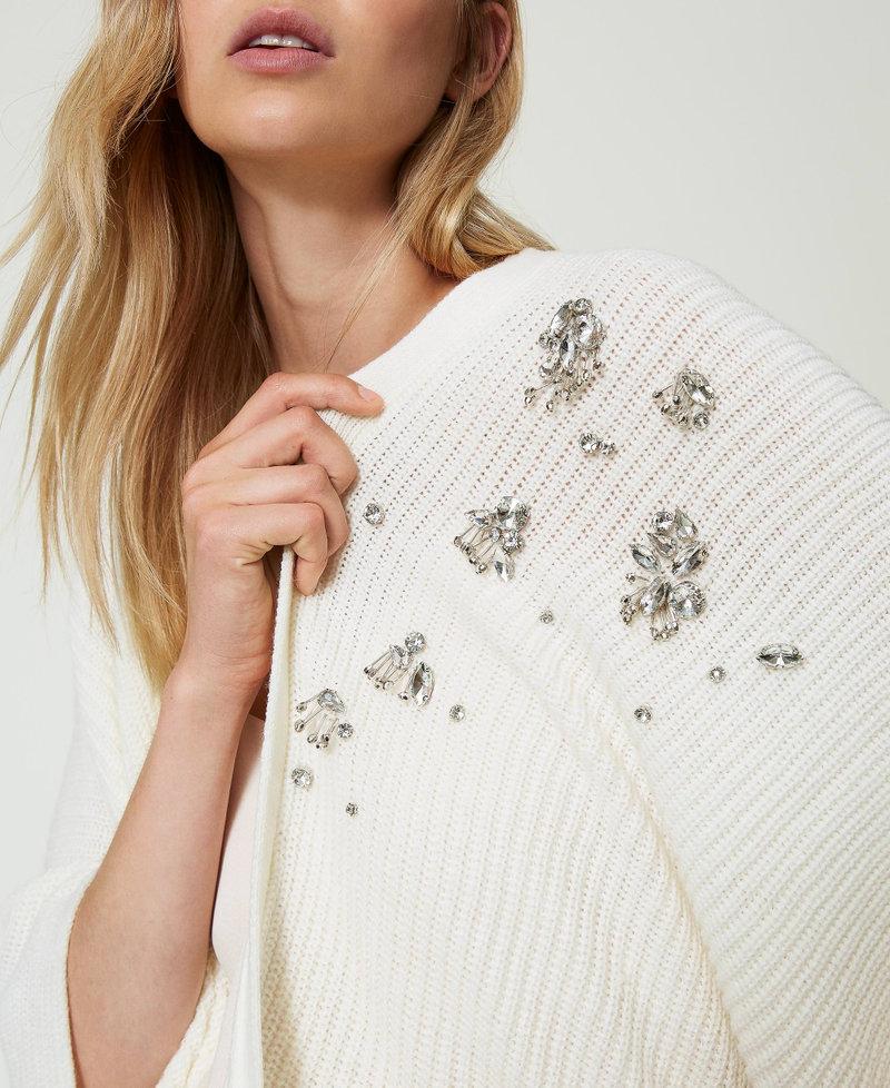 Scee By Twin Set Poncho In Maglia Con Ricami