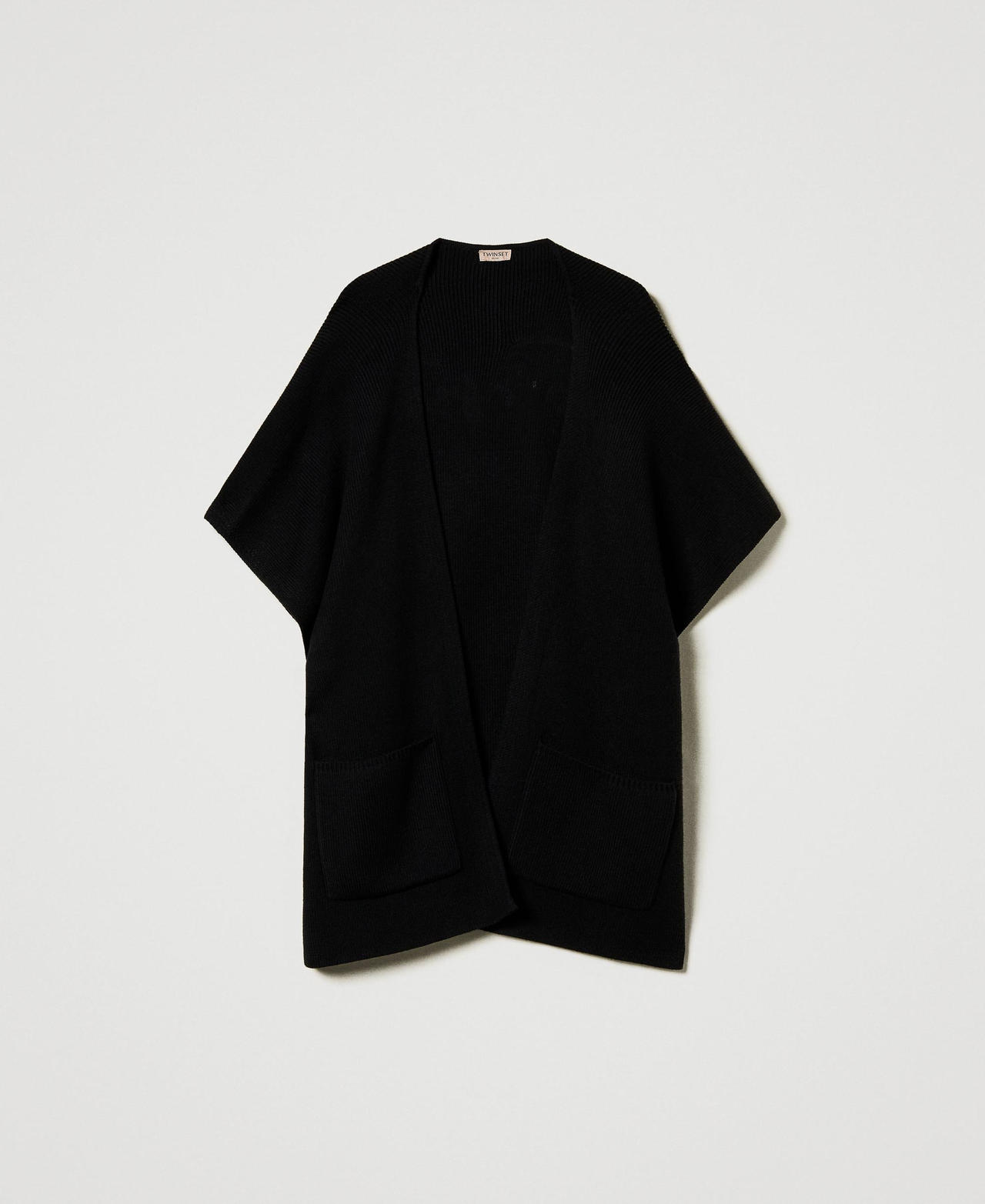 Scee by twin set Poncho in maglia con ricamo logo