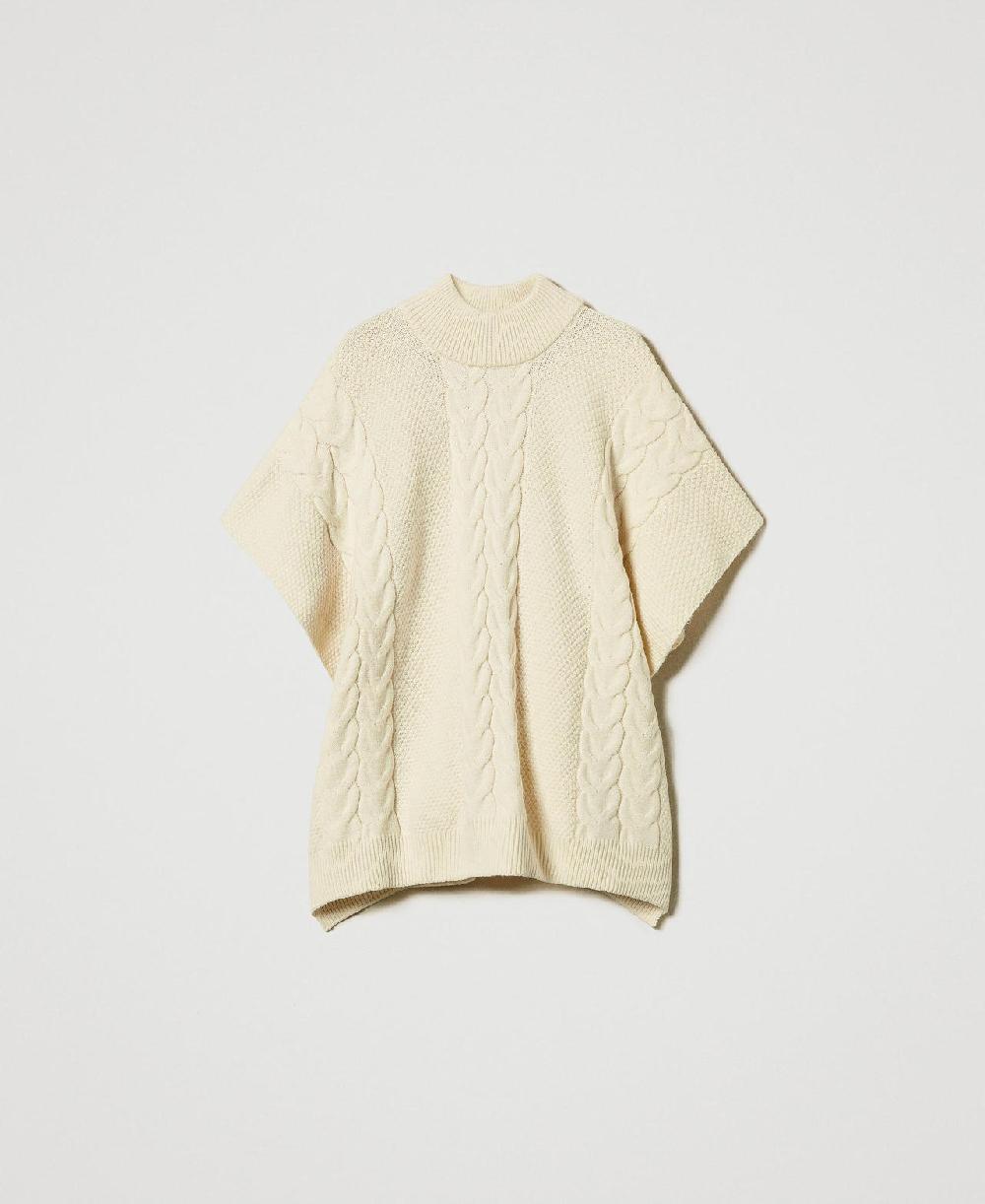 Scee by twin set Poncho in maglia con trecce