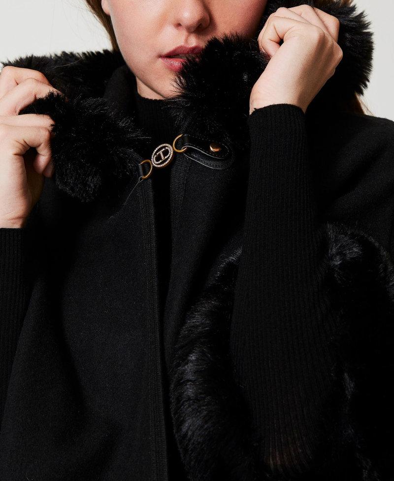 Scee By Twin Set Poncho In Panno E Faux Fur