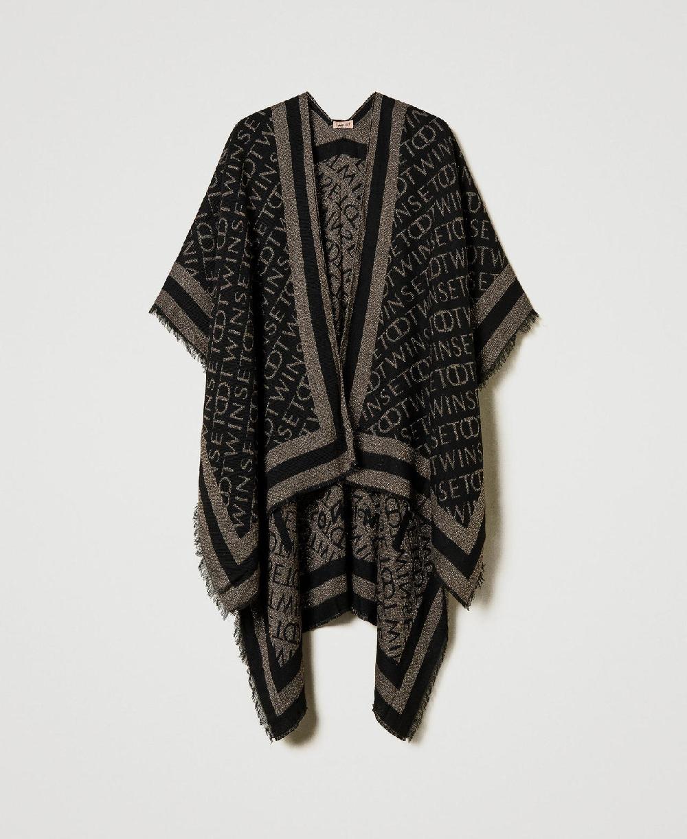 Scee by twin set Poncho jacquard con logo