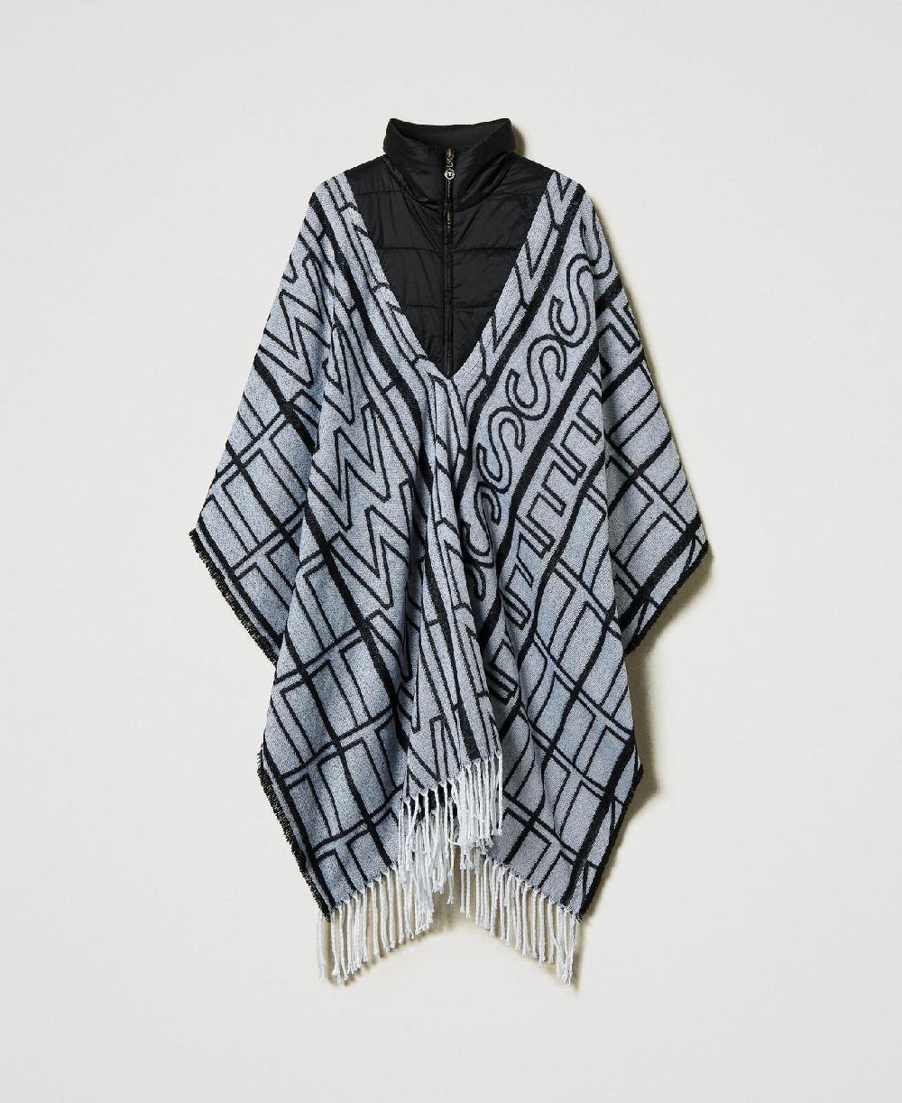 Scee by twin set Poncho jacquard con logo