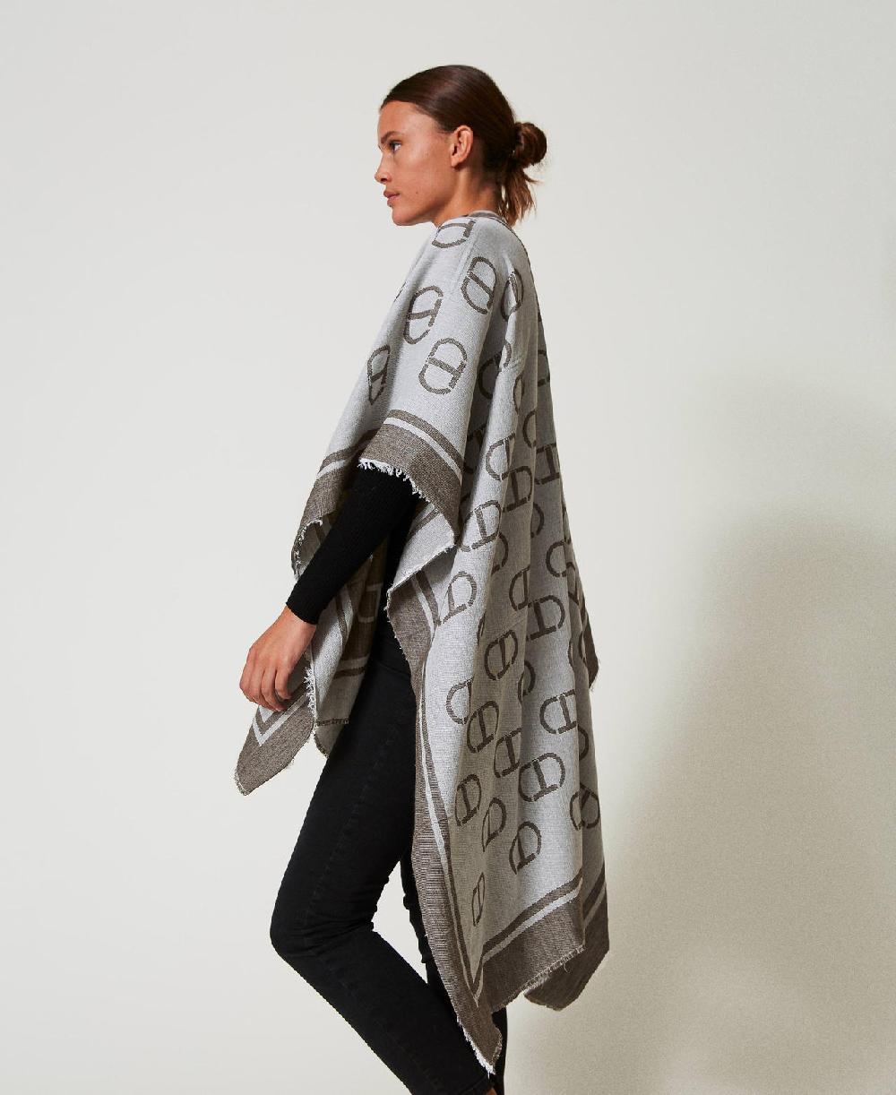 Scee by twin set Poncho jacquard con Oval T