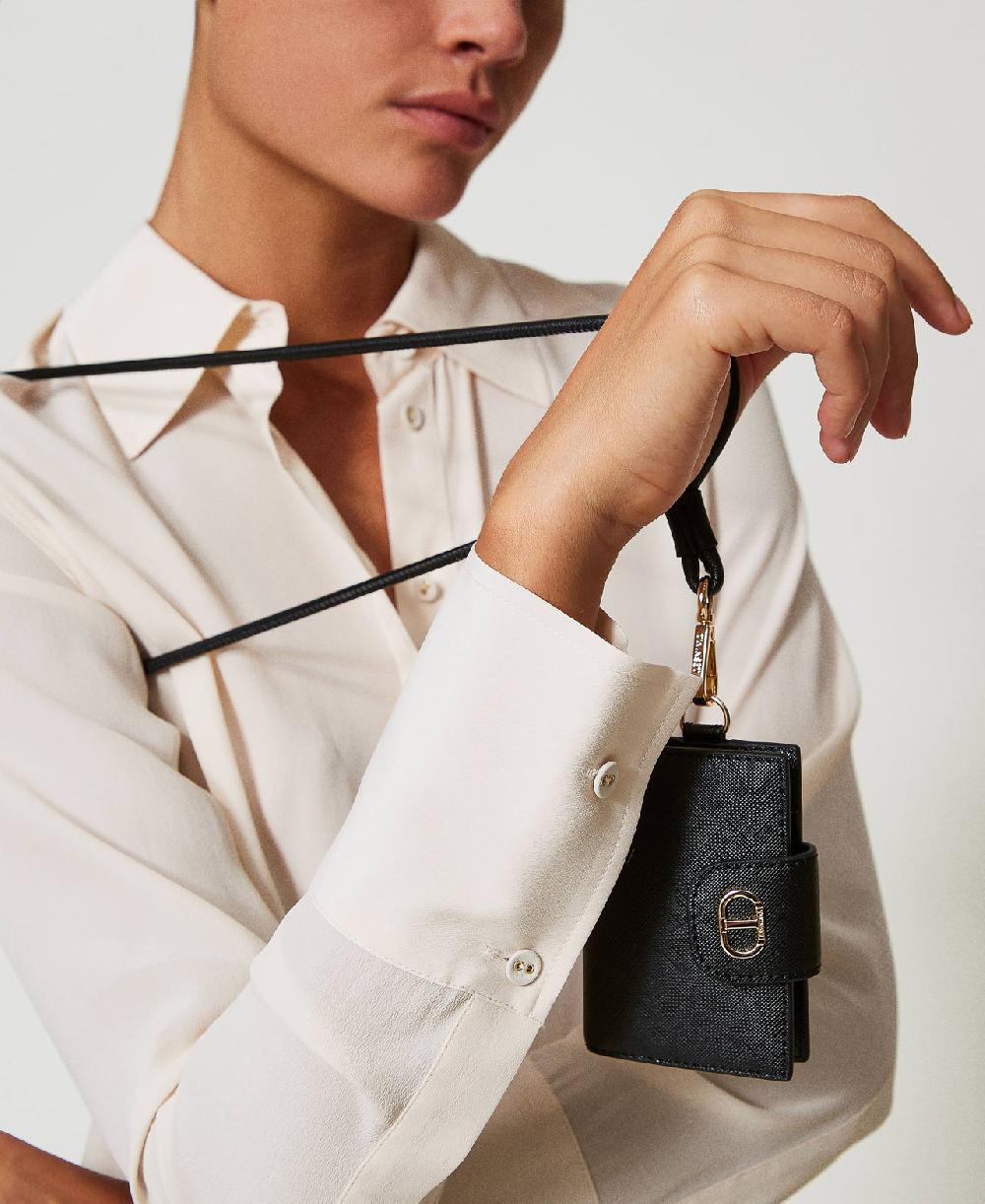 Scee by twin set Portacarte a tracolla con Oval T