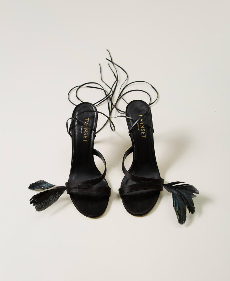 Scee By Twin Set Sandali Con Lacci E Piume