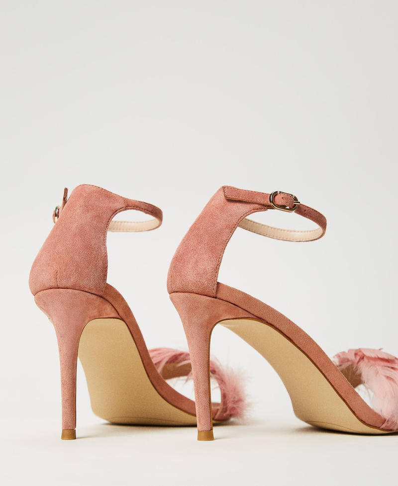 Scee By Twin Set Sandali In Pelle Con Piume