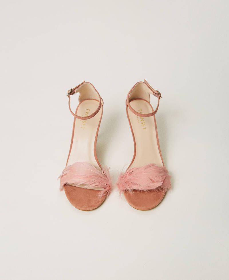 Scee By Twin Set Sandali In Pelle Con Piume