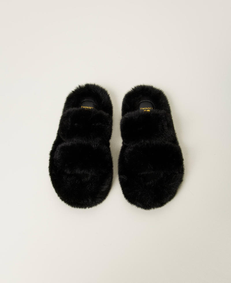 Scee By Twin Set Sandali Slide In Faux Fur