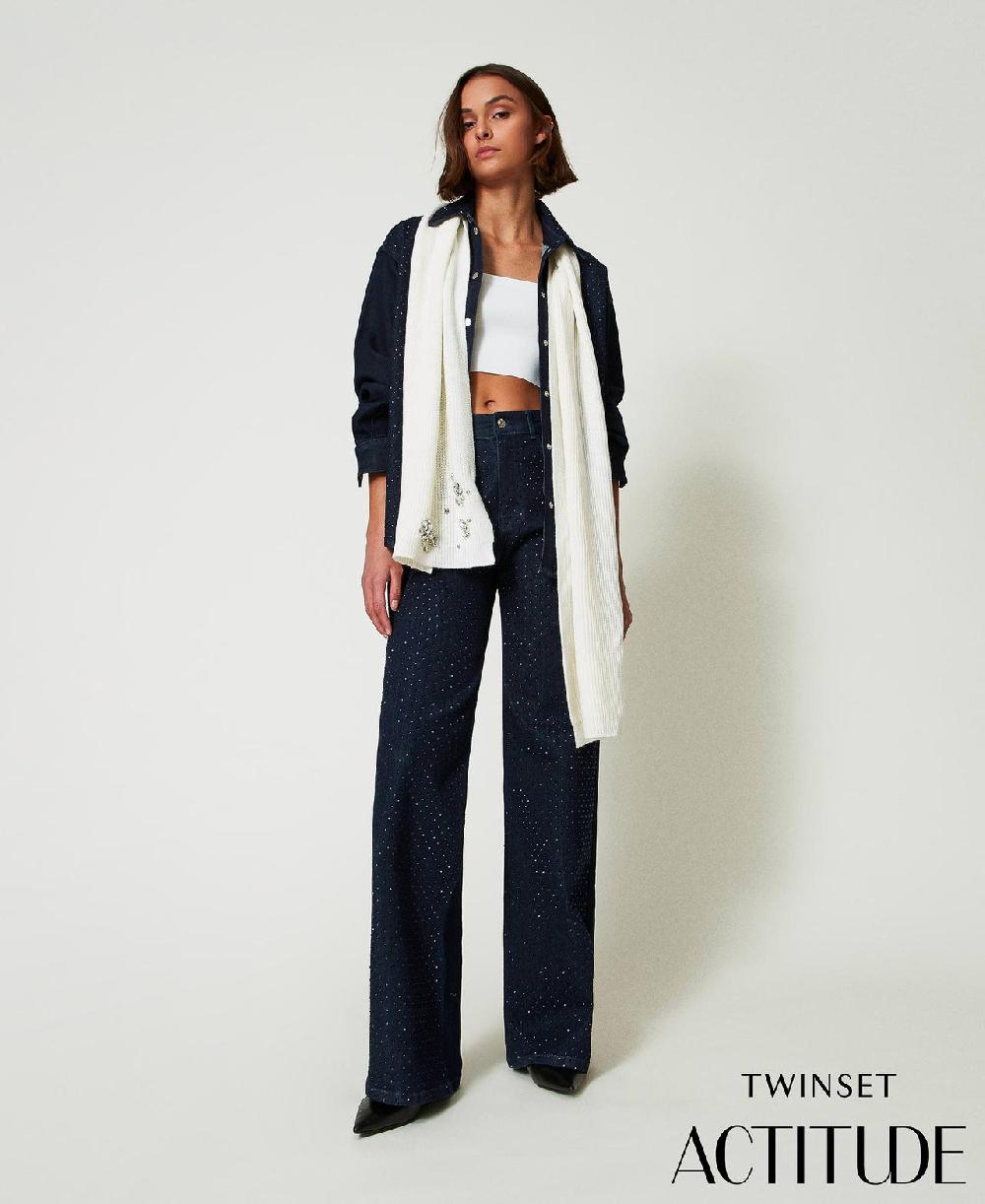 Scee by twin set Sciarpa con ricami e logo