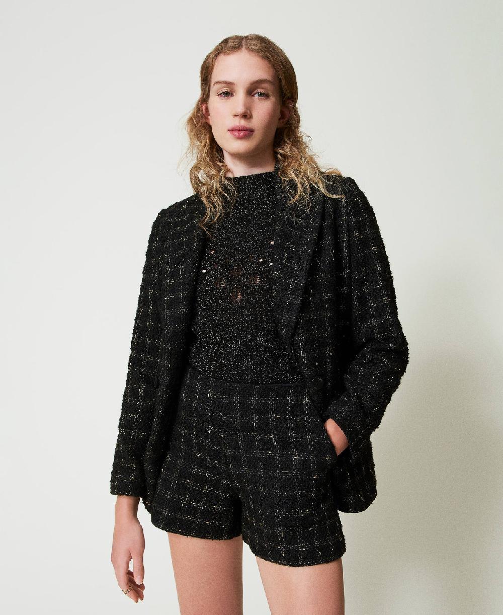 Scee By Twin Set Shorts Bouclé A Disegno Check