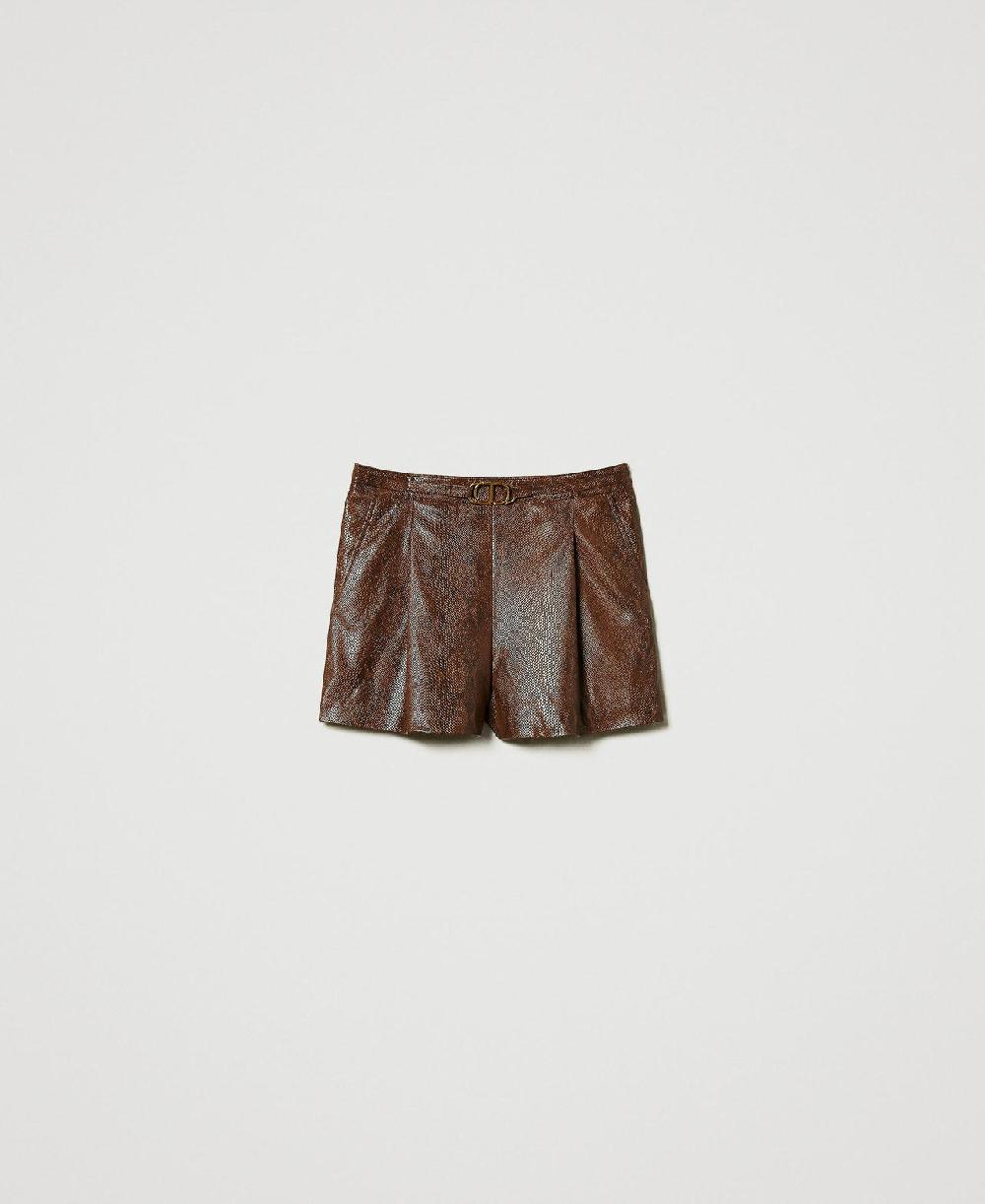 Scee by twin set Shorts effetto pelle lizard