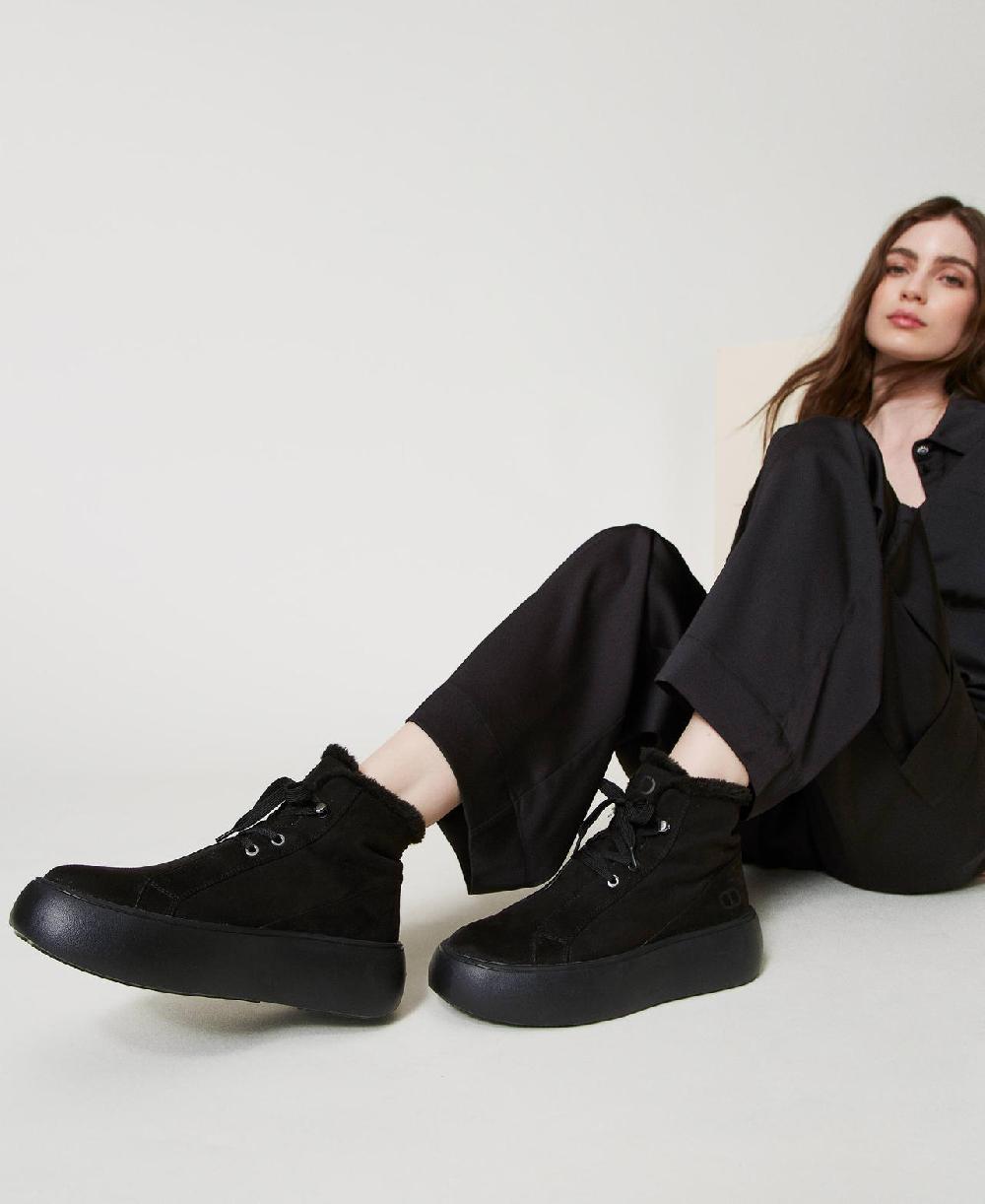 Scee by twin set Sneakers alta con faux fur