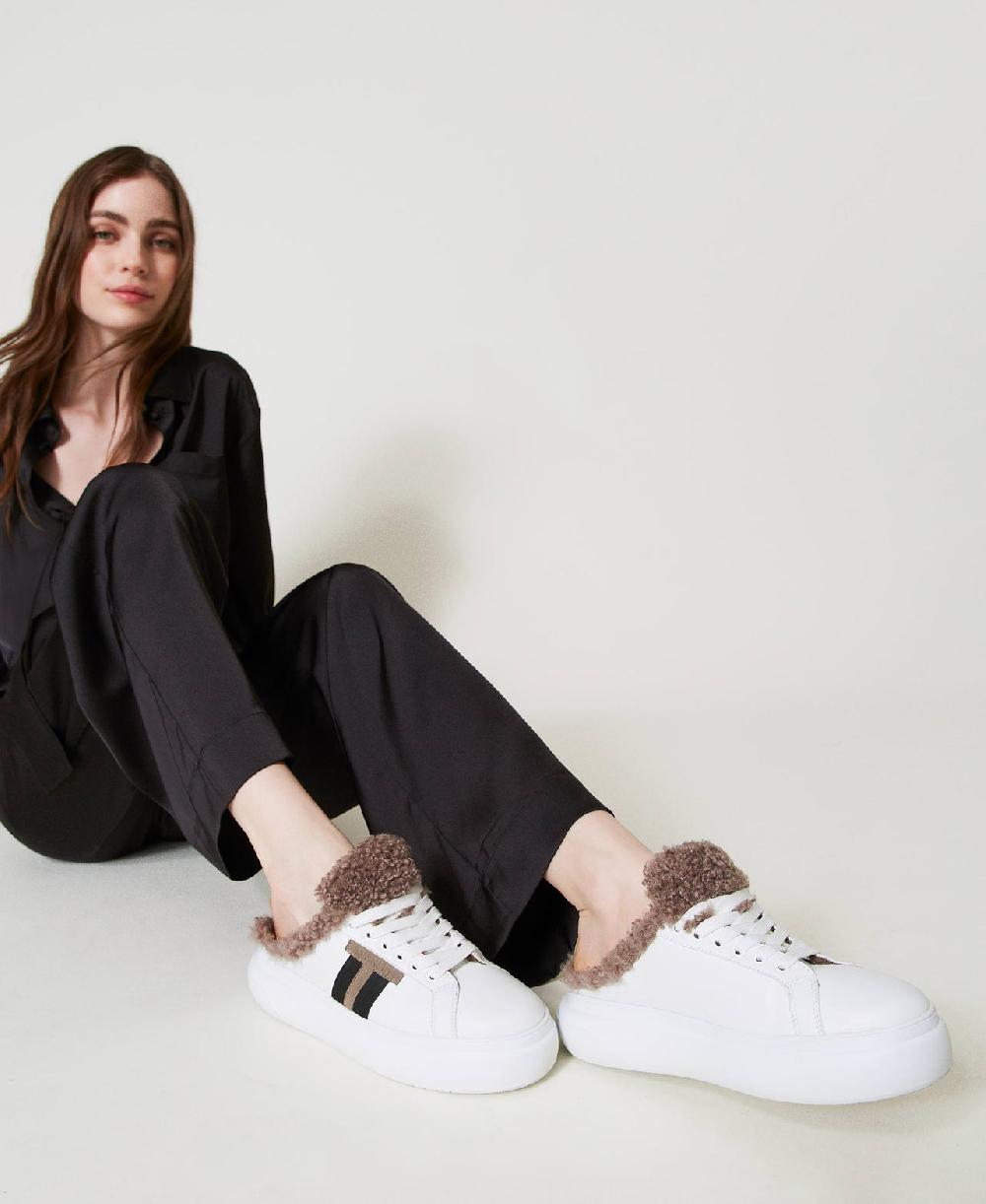 Scee by twin set Sneakers slide con faux fur