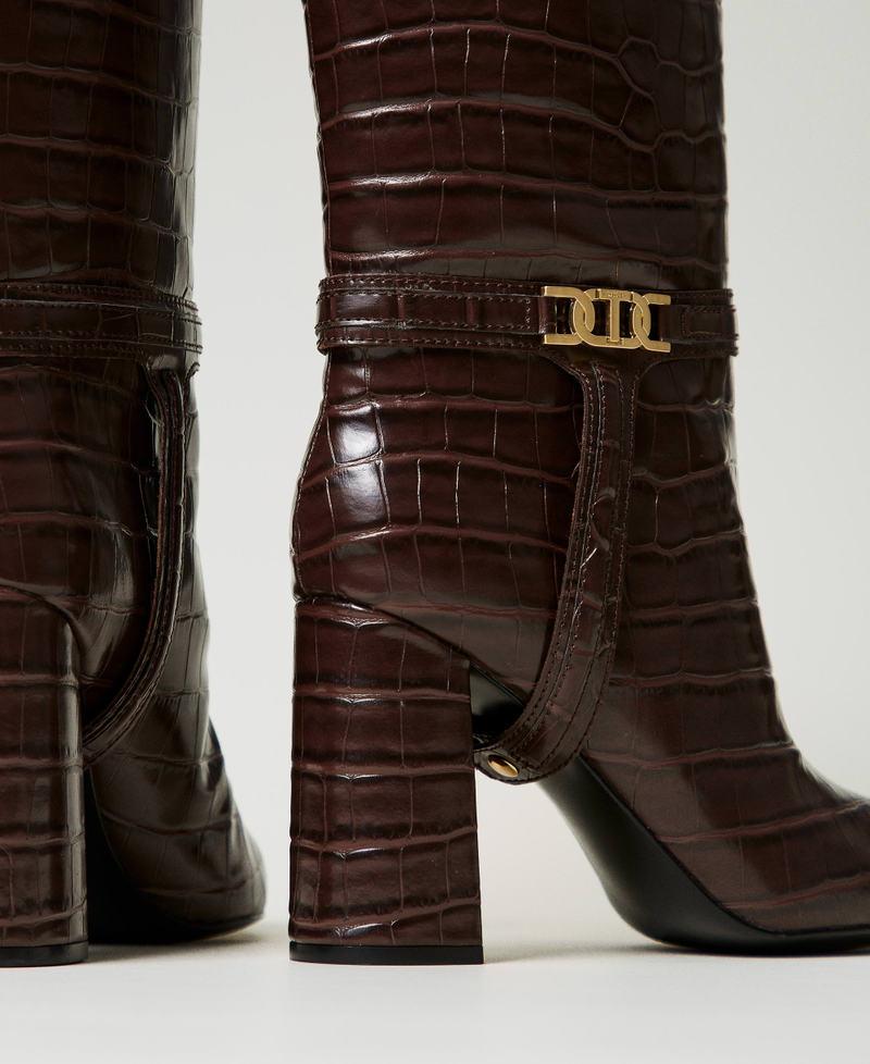 Scee By Twin Set Stivali Alti Con Stampa Cocco