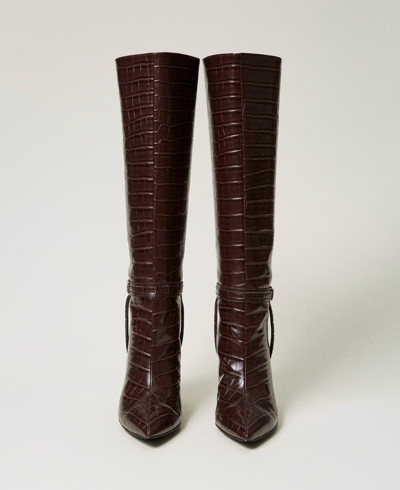 Scee By Twin Set Stivali Alti Con Stampa Cocco