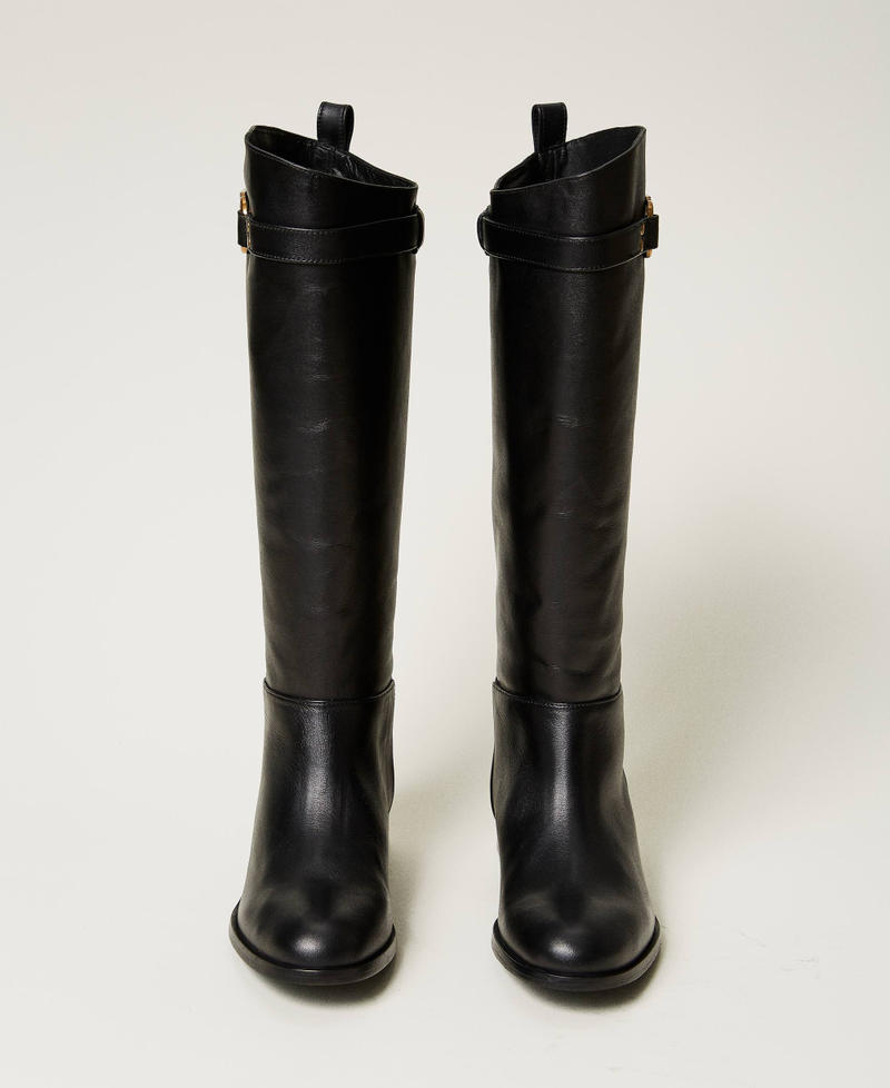 Scee By Twin Set Stivali Alti In Pelle Con Oval T