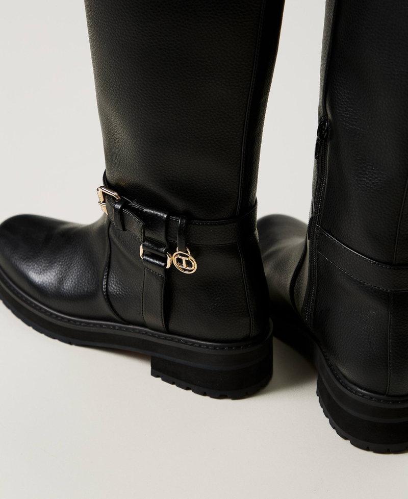 Scee By Twin Set Stivali Biker In Pelle Con Oval T