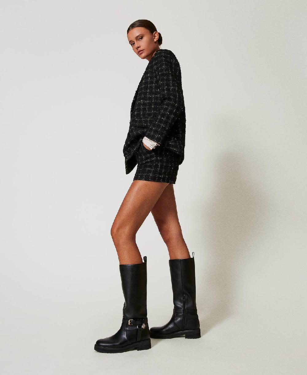 Scee by twin set Stivali biker in pelle con Oval T