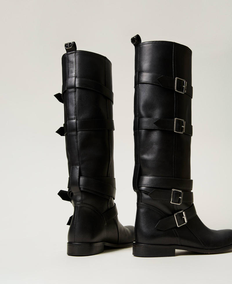 Scee By Twin Set Stivali In Pelle Con Cinturini