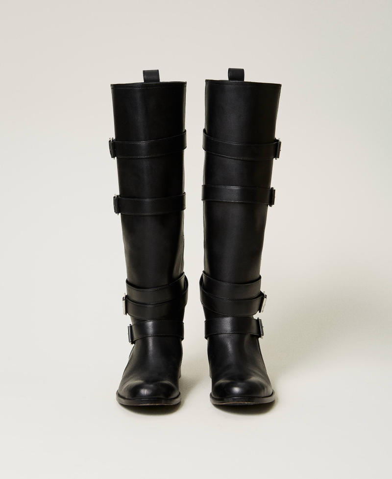 Scee By Twin Set Stivali In Pelle Con Cinturini