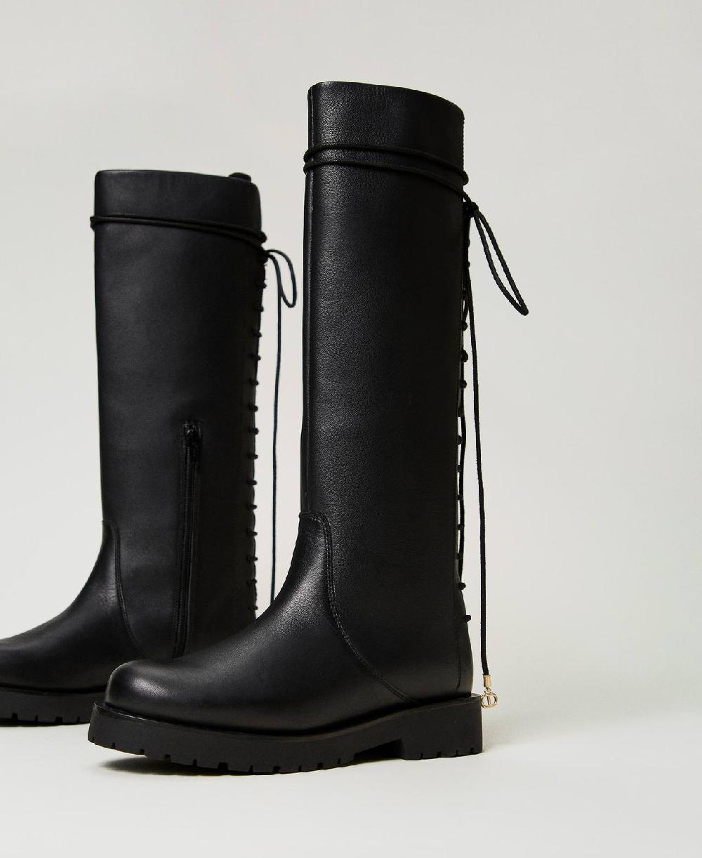 Scee By Twin Set Stivali In Pelle Stringati