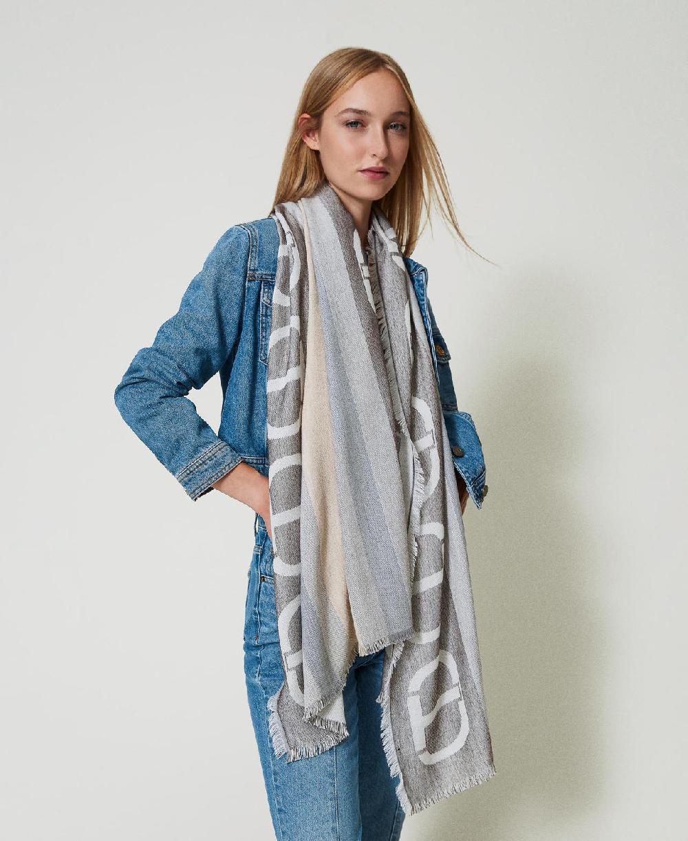 Scee by twin set Stola jacquard con Oval T