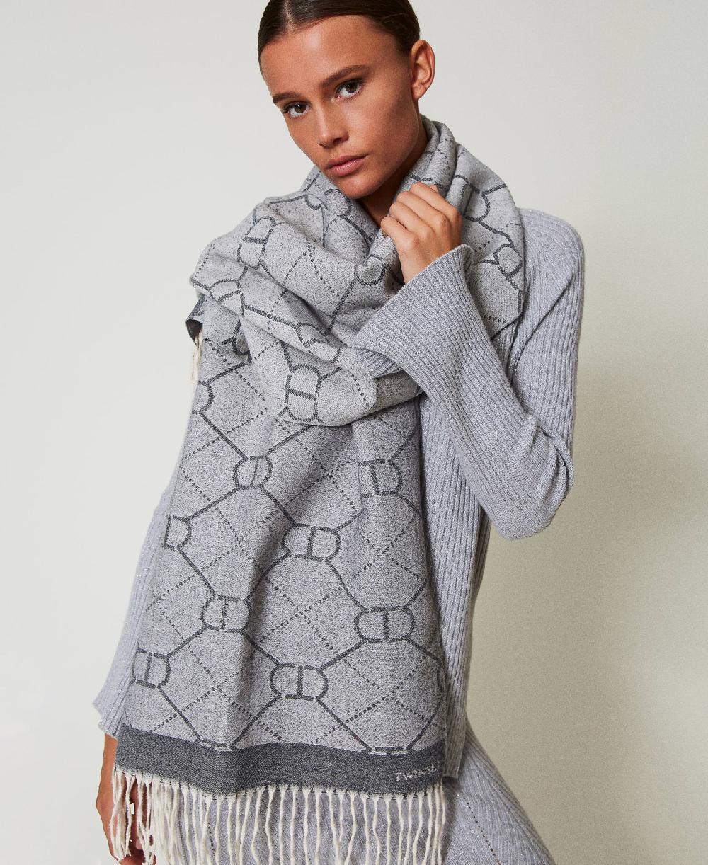 Scee by twin set Stola jacquard con Oval T