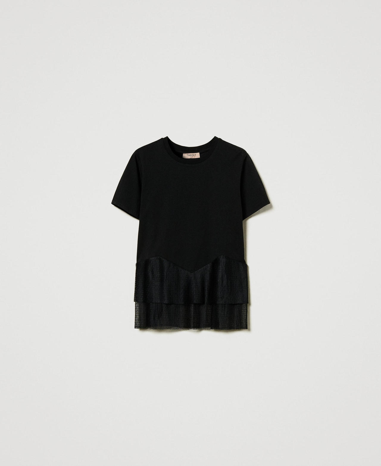 Scee by twin set T-shirt con balze in tulle