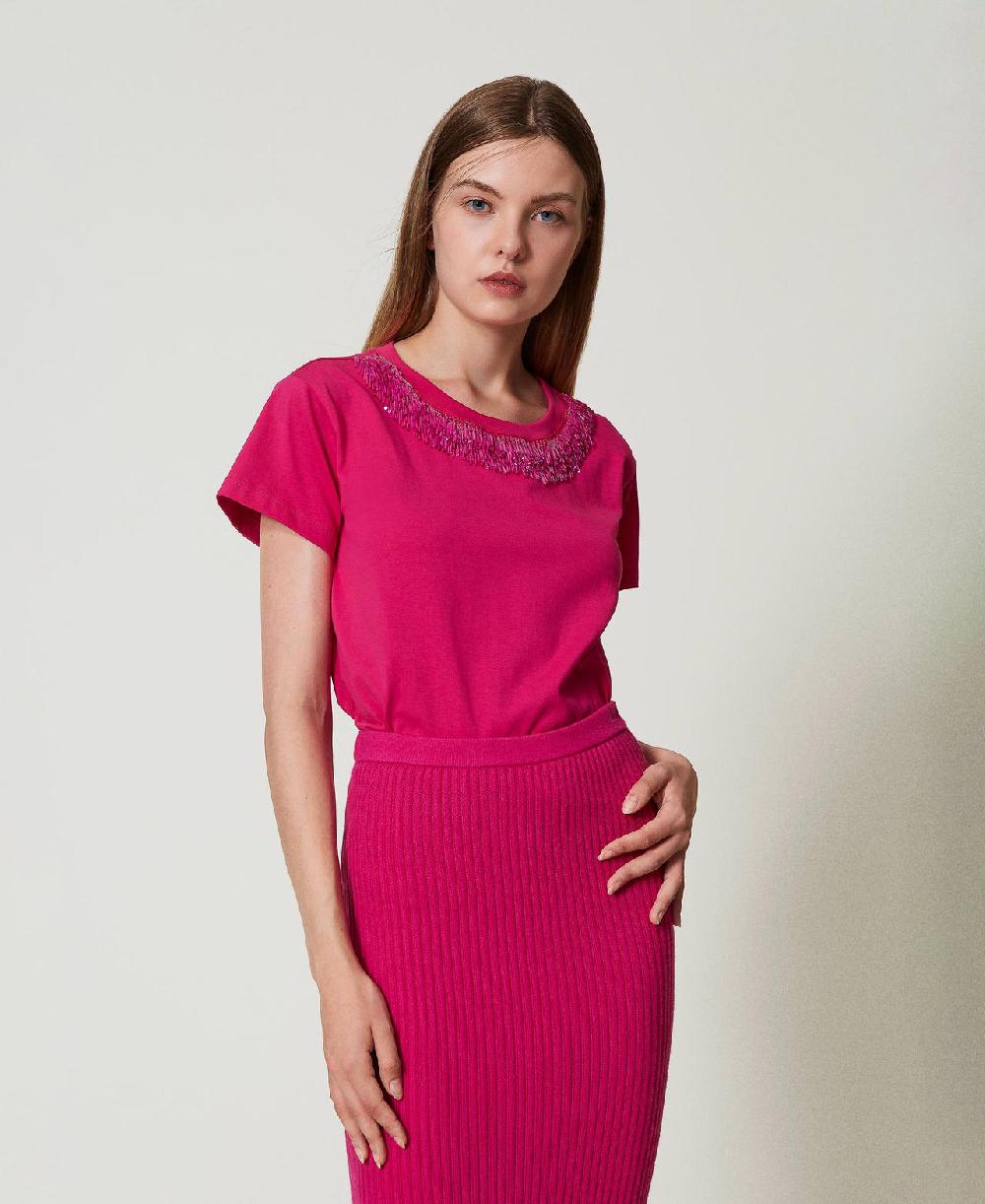 Scee By Twin Set T-shirt Con Frange Ricamate