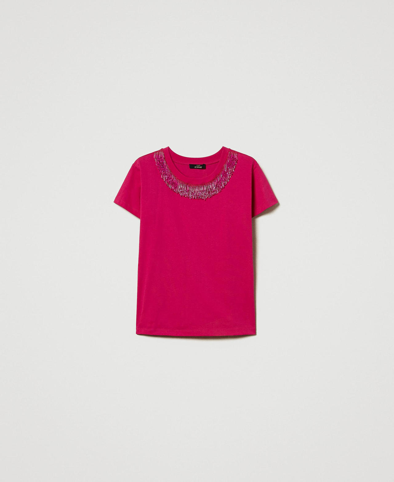 Scee by twin set T-shirt con frange ricamate