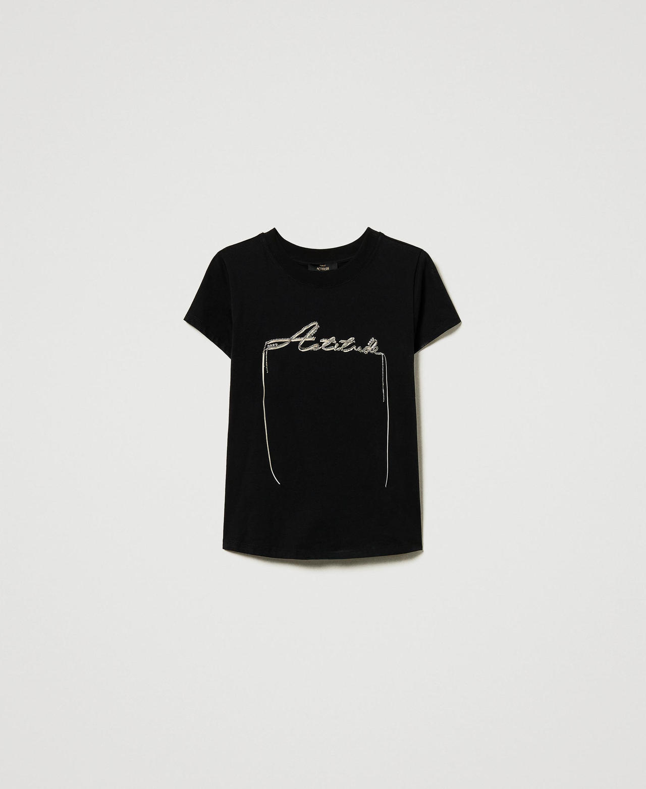 Scee by twin set T-shirt con logo e strass