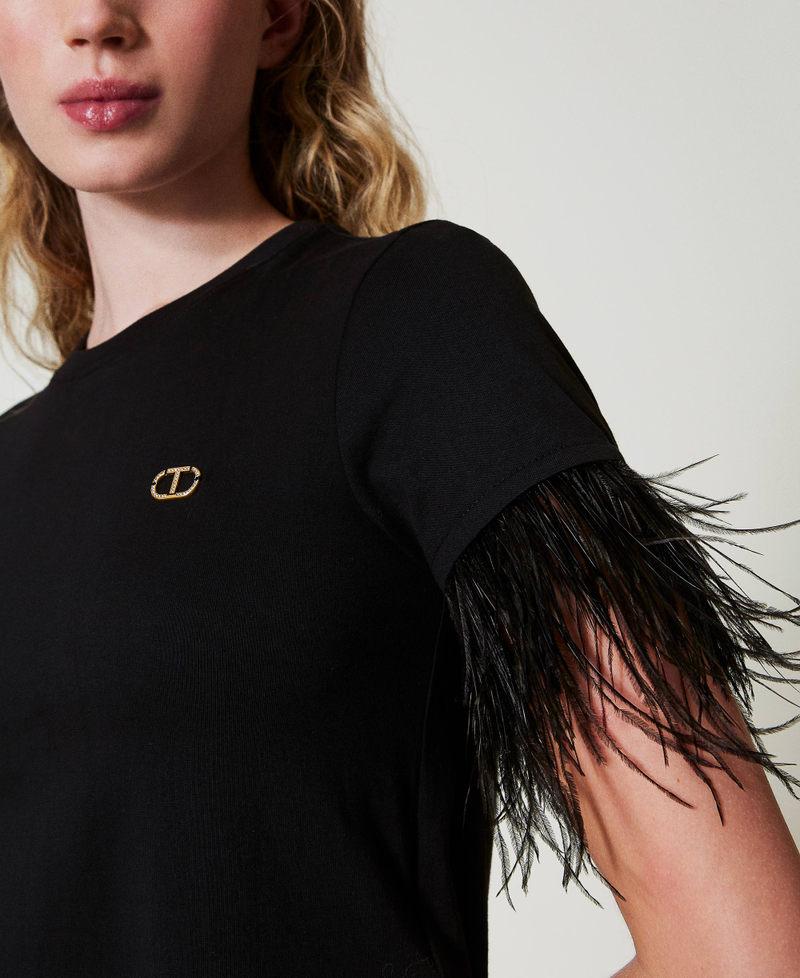 Scee By Twin Set T-shirt Con Logo Oval T E Piume