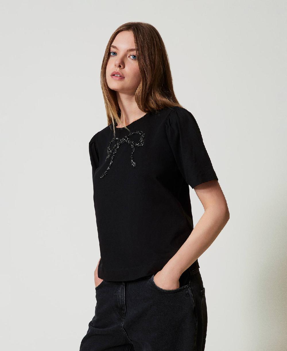 Scee By Twin Set T-shirt Con Ricamo A Fiocco