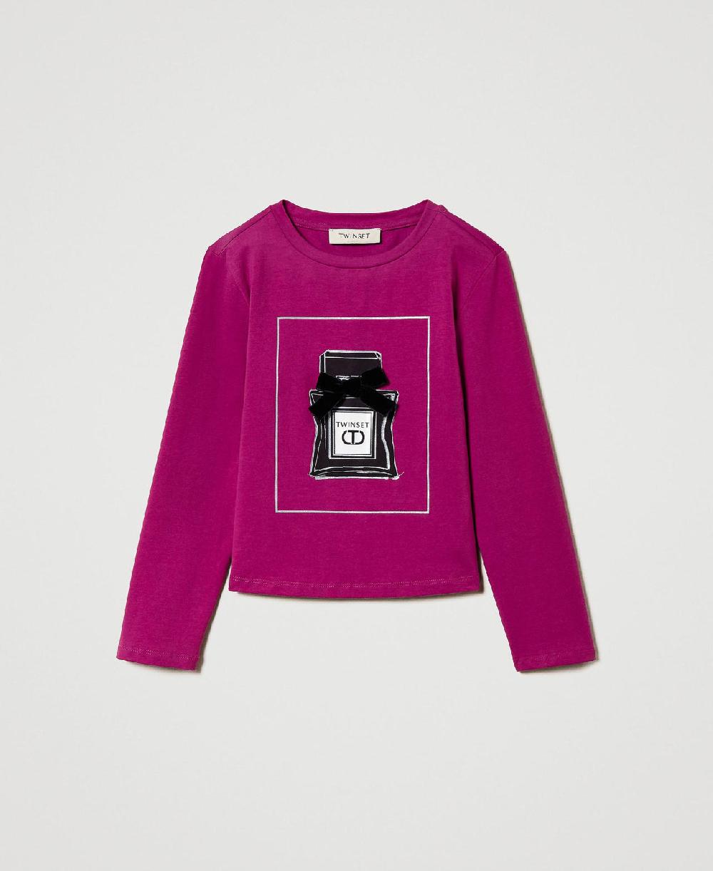 Scee by twin set T-shirt con stampa e glitter