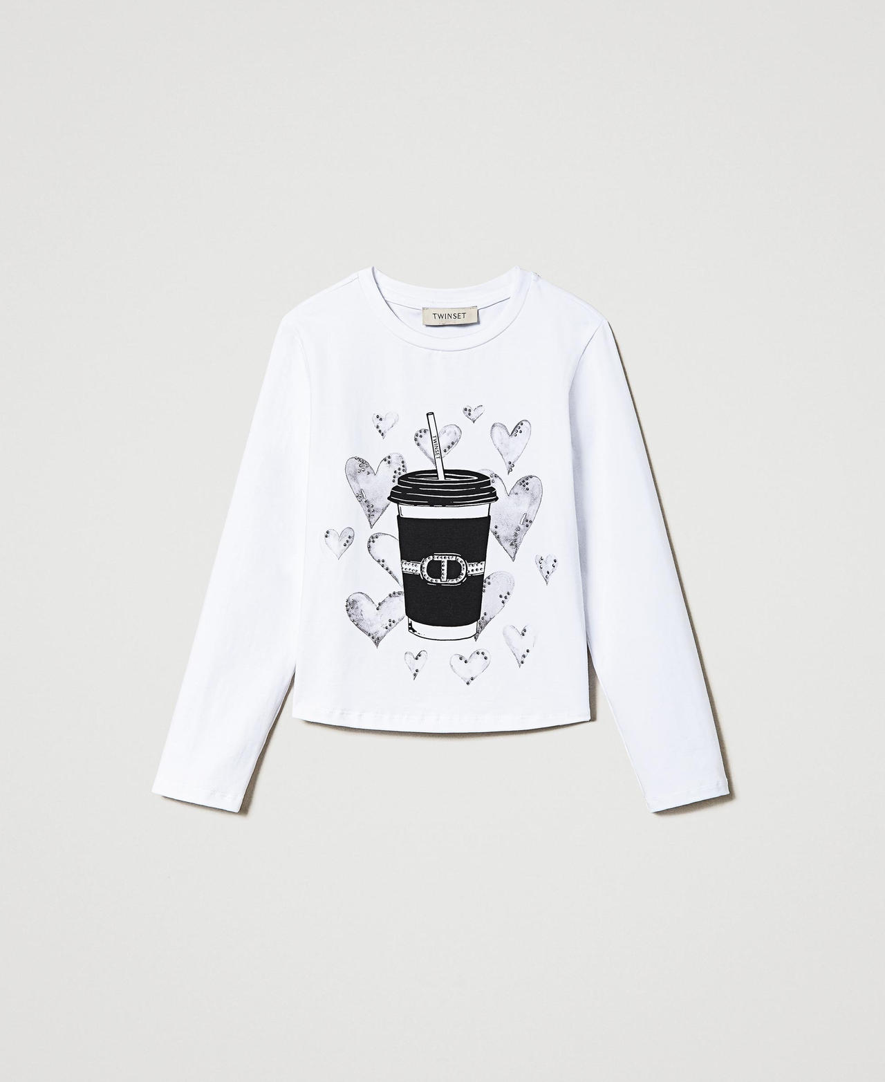 Scee by twin set T-shirt con stampa e strass