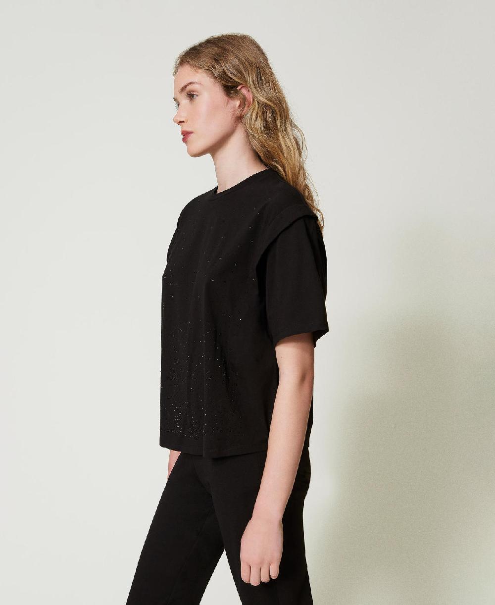 Scee By Twin Set T-shirt Con Strass Dégradé